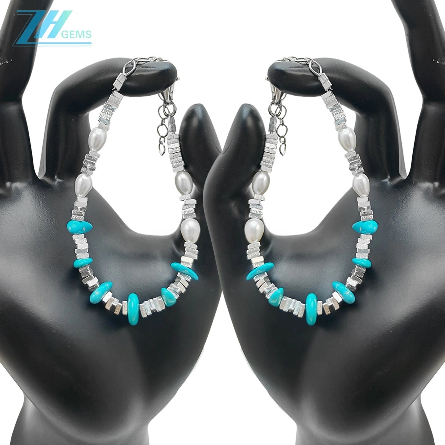 Turquoise Pearl Bracelet Fashion Women's Jewelry Versatile Multi-occasion Pearl Bracelet Silver Jewelry