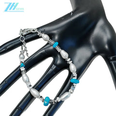 Natural Turquoise Pearl Bracelet High Quality Bracelet Natural Pearl S925 Jewelry Winter Gift To Her