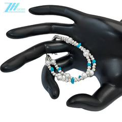 Double S925 Silver Bracelet Pearl Bracelet Natural Turquoise High Quality Pearl Baroque Luxury Style Hot Sale