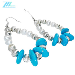 Winter Earrings Turquoise Holiday Gift S925 Silver And Natural Pearl Turquoise Beautiful Goddess Jewelry Natural Earrings