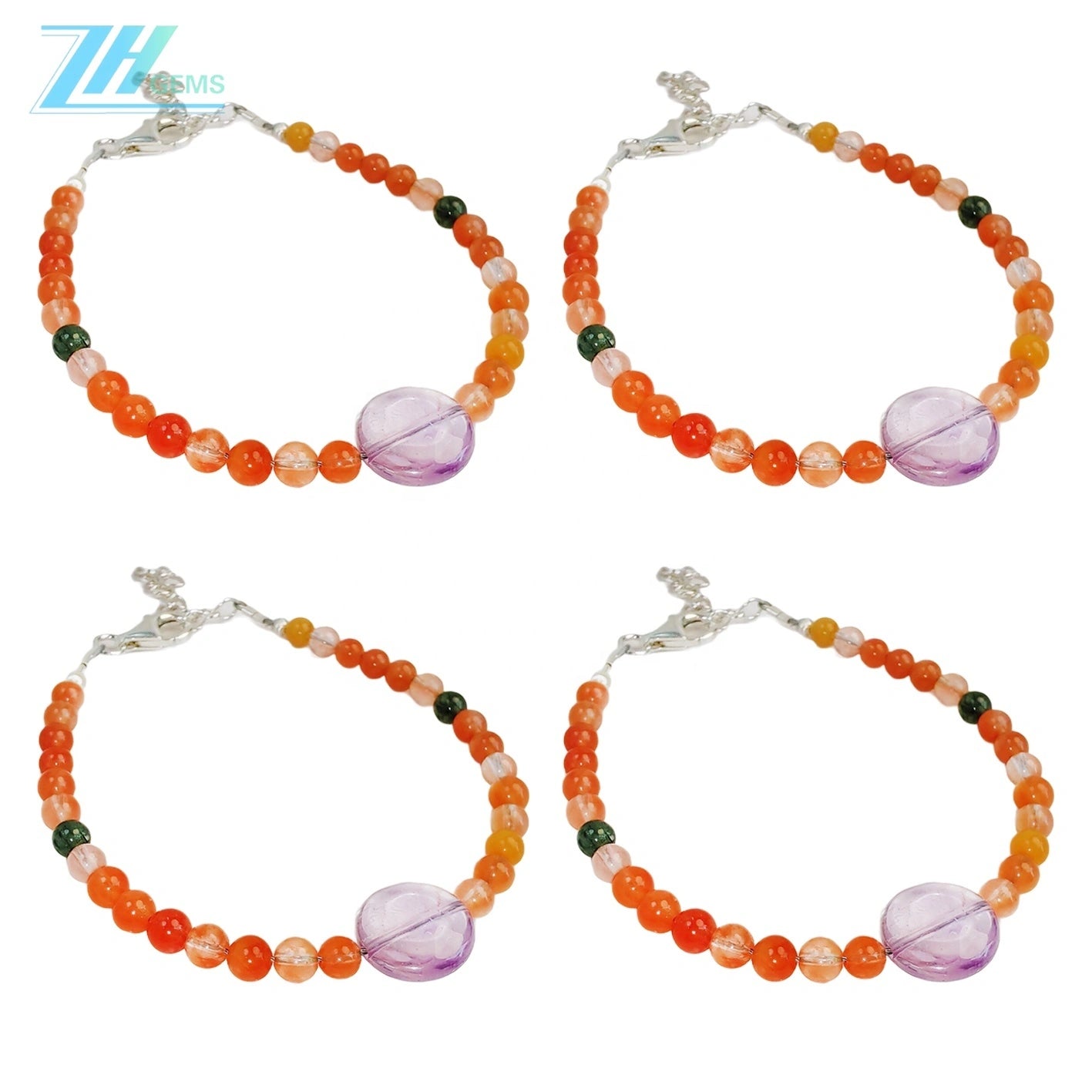 Amethyst Colored Agate Bracelet Fashion Modern Simple Style Fashion Jewelry Women's Jewelry