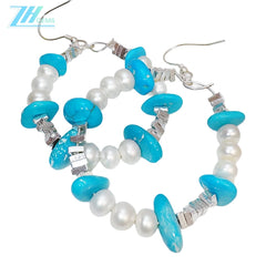 Turquoise Earrings S925 Silver And Natural Turquoise With Pearls High Quality Understated Luxury Hot Sellers