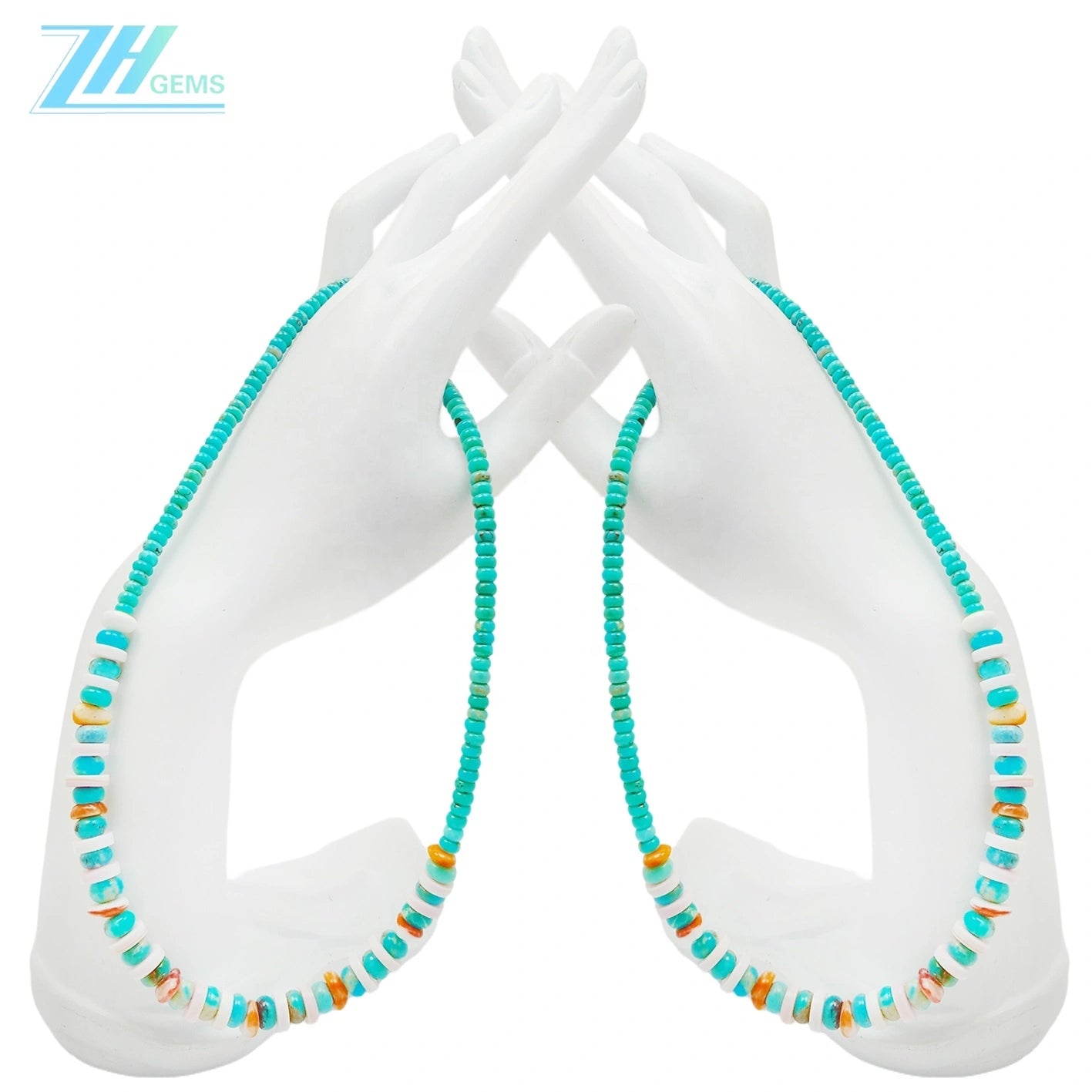 18.3g Natural Turquoise Pink Opal Necklace Smooth Beads Jewelry Handmade Gift As Surprising Summer Choice For Girlfriend