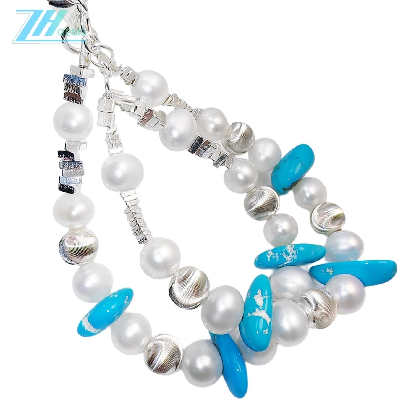 Gift Popular High Quality Double Pearl Bracelet Natural Turquoise Bracelet For Women S925 Silver Delicate