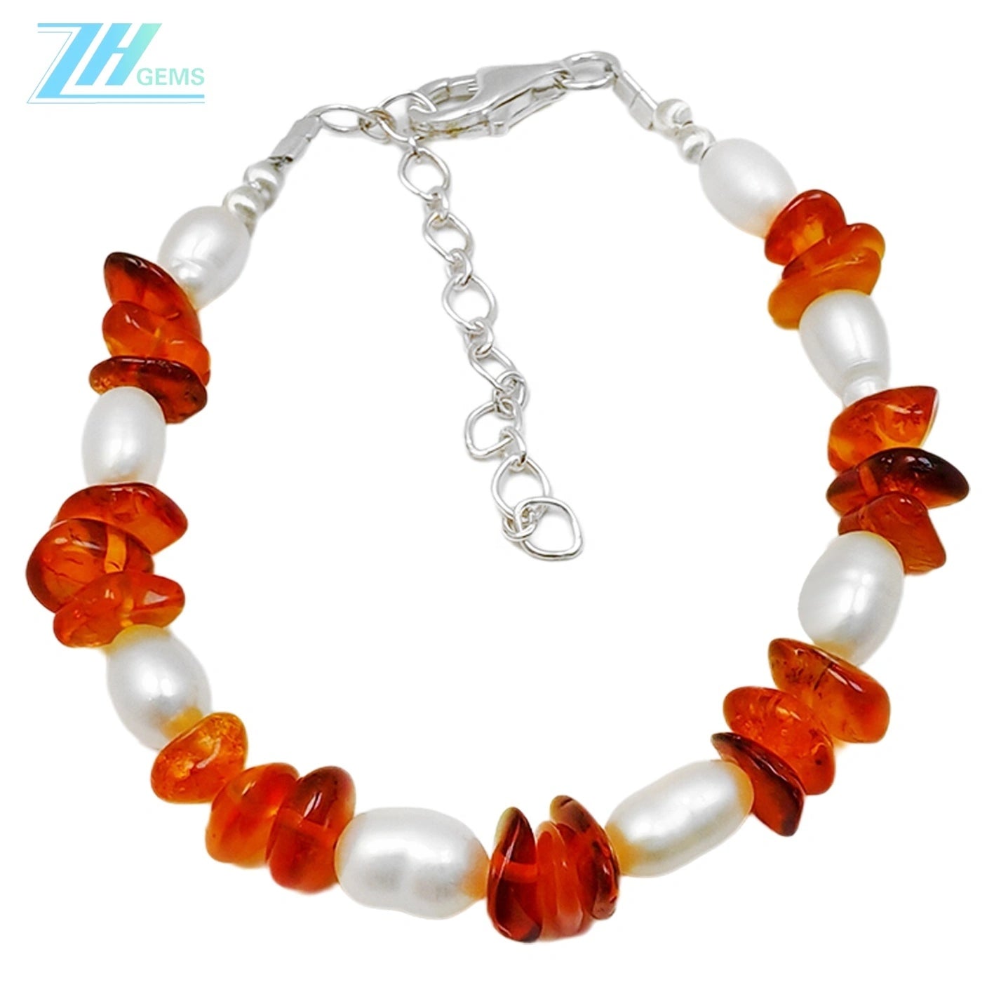 Natural Amber Silver Bracelet Natural Pearl Jewelry S925 Silver Handmade Gifts Exclusive Customization