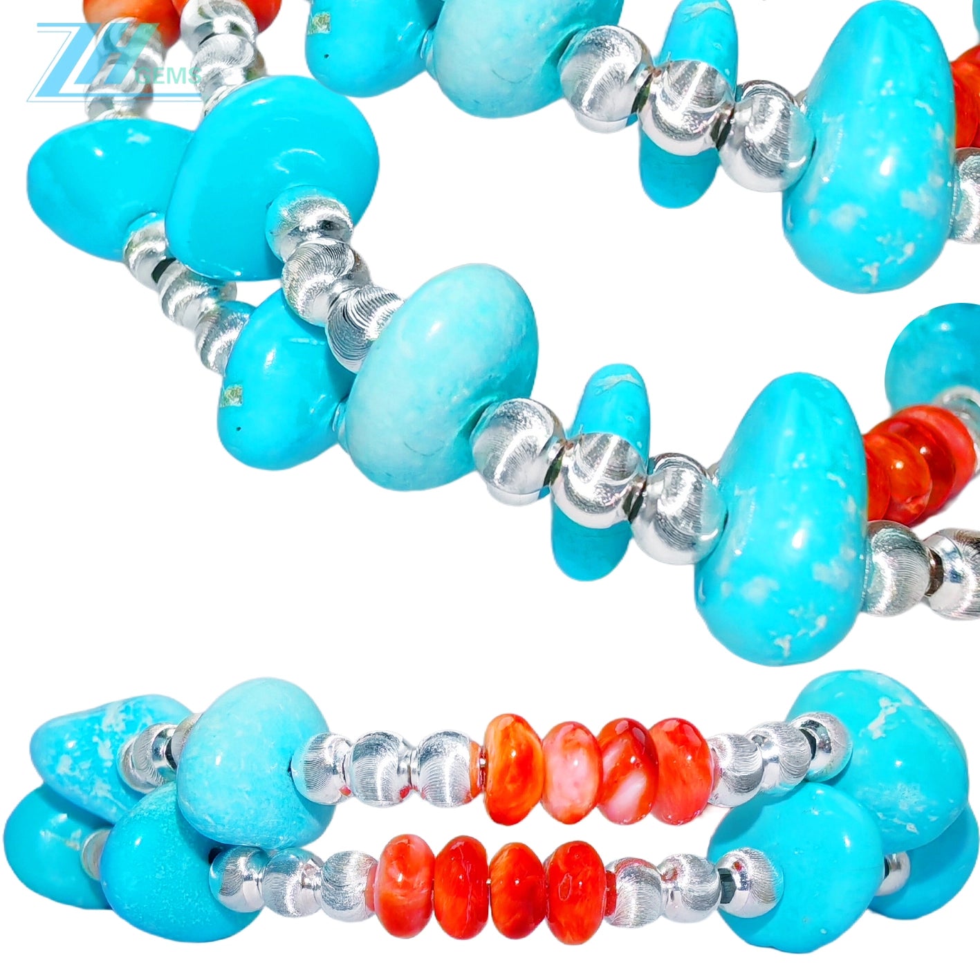 New Year's Gift Beautiful Natural Winter Turquoise Bracelet For Women Natural Rare Red Spiny Oyster And Turquoise Beautiful