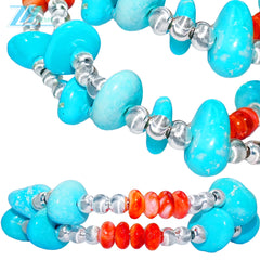 New Year's Gift Beautiful Natural Winter Turquoise Bracelet For Women Natural Rare Red Spiny Oyster And Turquoise Beautiful