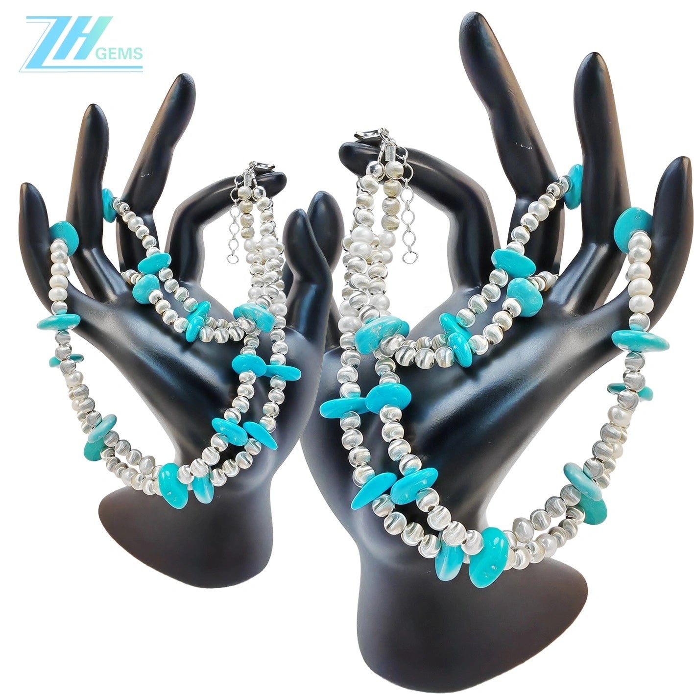 High Quality Turquoise Pearl Necklace S925 Silver Fashion Suitable For Popular Custom Necklaces Designer Carefully Designed