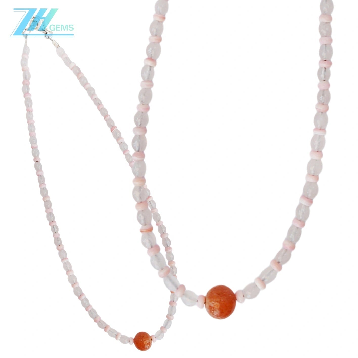 Natural Pink Opal Beads Natural Pink Crystal Natural Sunstone Sweet Necklace Fashionable Women's Natural Necklace