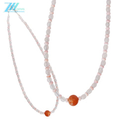 Natural Pink Opal Beads Natural Pink Crystal Natural Sunstone Sweet Necklace Fashionable Women's Natural Necklace