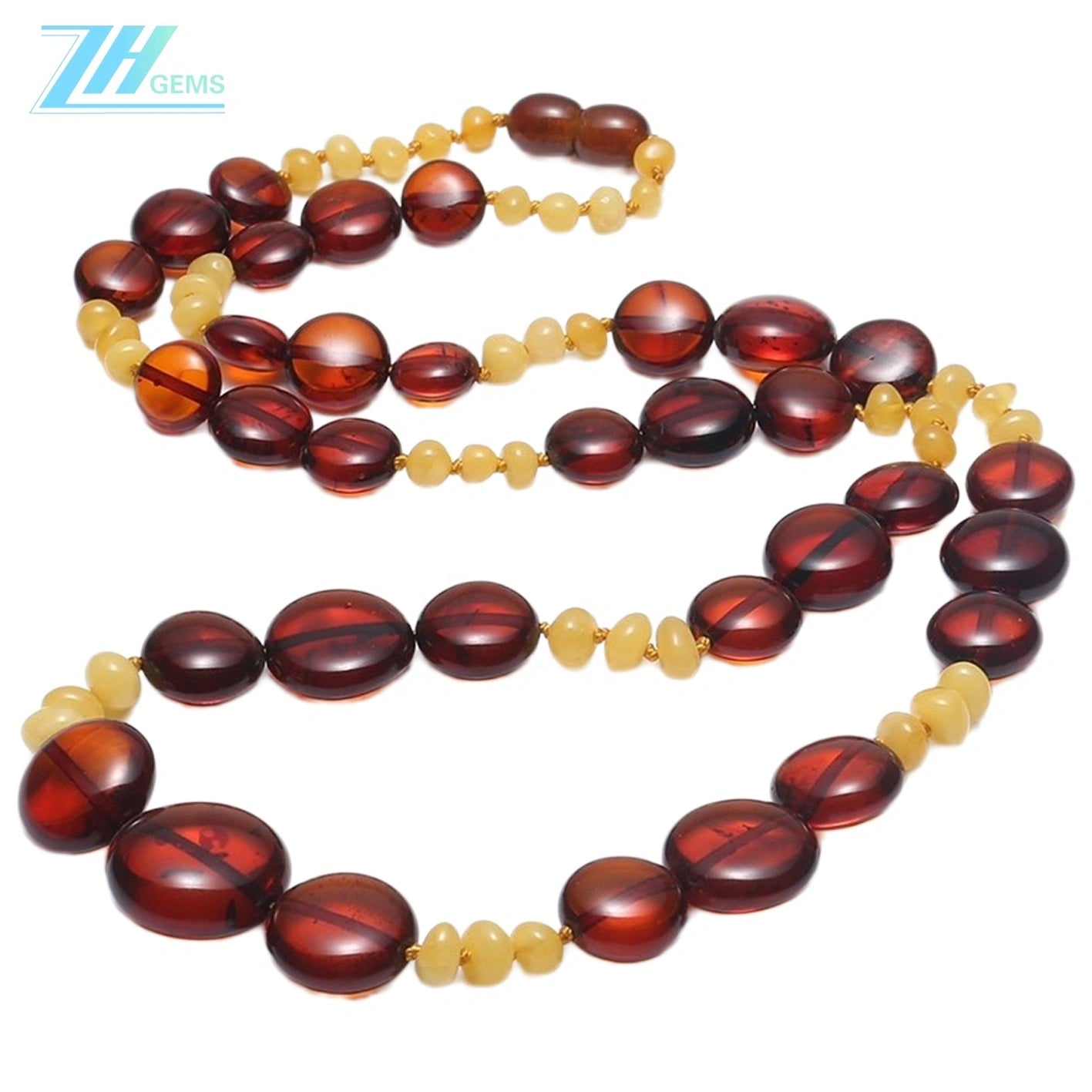 Amber With Red Plated Sterling Silver Burgundy Free-shape Brown Necklace Modern Amber Jewellery Set Gift For Women Necklace