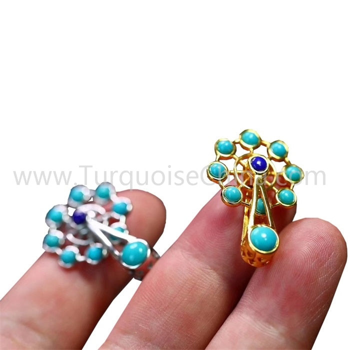 Ferris Wheel Pendant Genuine Turquoise Gemstone Jewelry