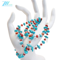 Warm Double Layer Turquoise Red Spiny Oyster S925 Silver Necklace Goddess Necklace Natural Turquoise Christmas