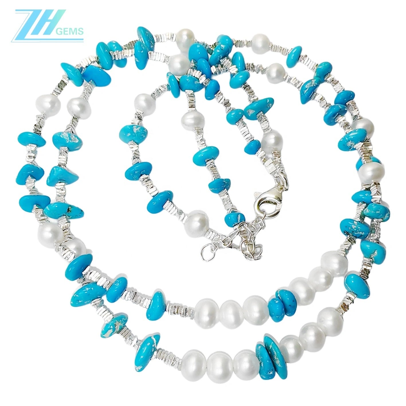 Healing Double Necklace Pearl Turquoise Natural S925 Silver Women's Jewelry Best-selling Designer Custom Beautiful Jewelry