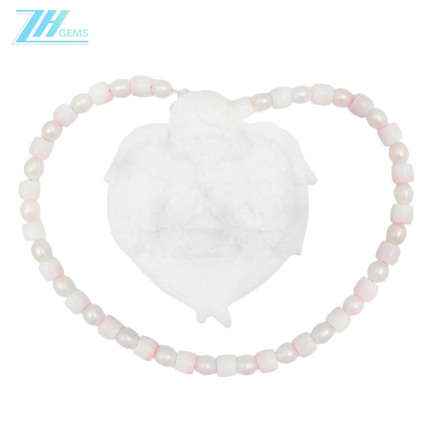 Natural Pearls Natural Pink Opal Drum Shape Necklace Jewelry Temperament Women's Design Pearl Necklace