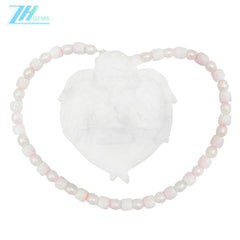 Natural Pearls Natural Pink Opal Drum Shape Necklace Jewelry Temperament Women's Design Pearl Necklace