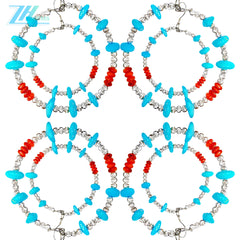 Authentic High Quality Earrings Natural Winter Women's Earrings Natural Spiny Oyster Natural Turquoise With 3mm Silver Beads