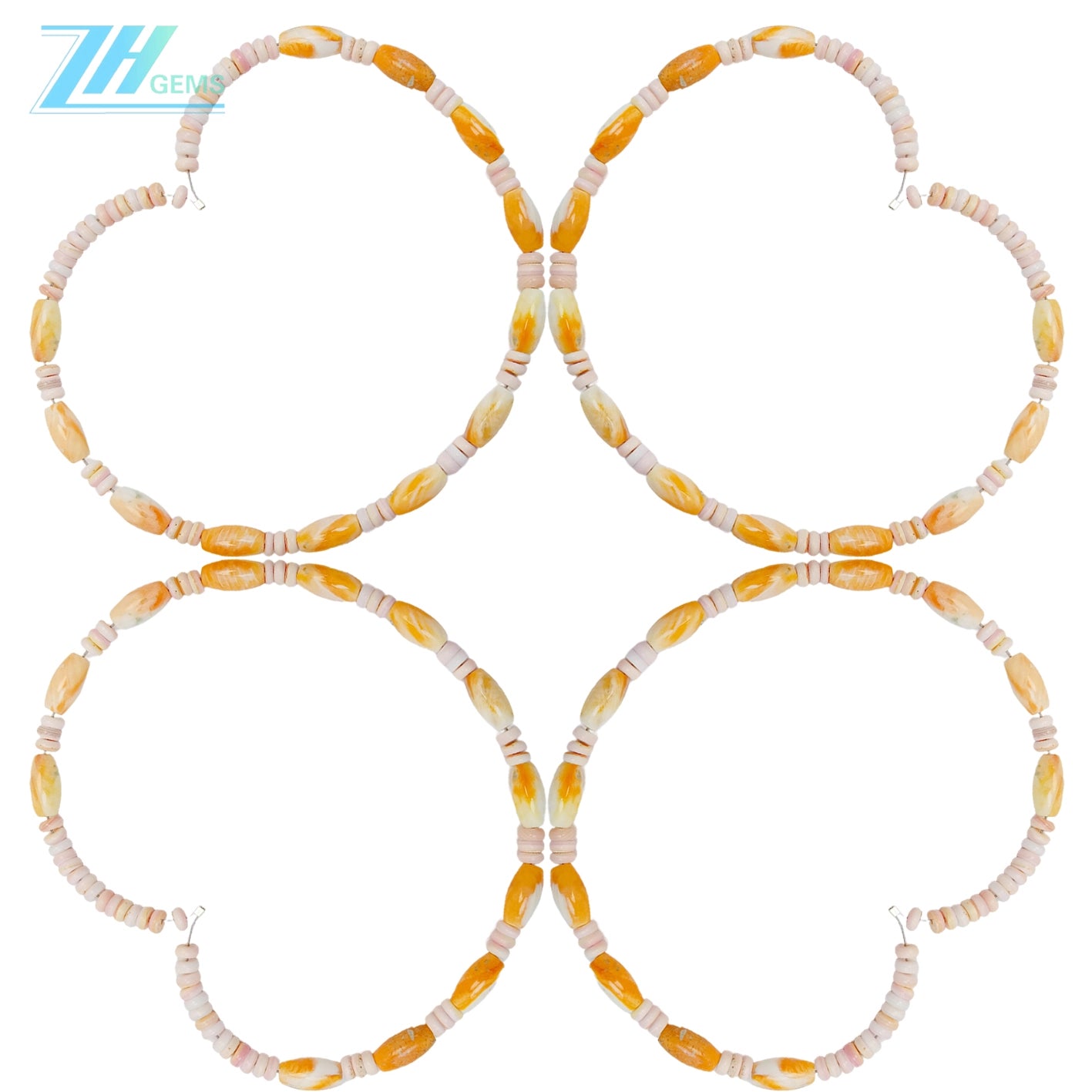 Pink Opal And Spiny Oyster Color Pink Orange 16inch Necklace Gemstone Jewelry Simple Atmosphere Delicate As Gift