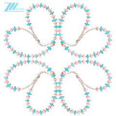 Natural Sterling Treatment Turquoise And Natural Jewelry Pink Opal Delicate Necklace Pink Blue Colour