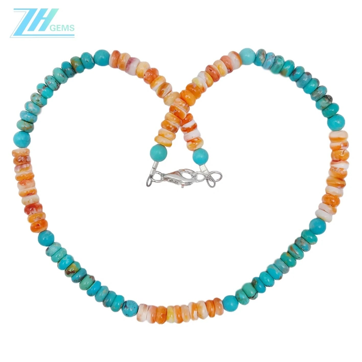 Spiny Oyster Beads Natural Stablish Turquoise Beads S925 Silver Necklace Jewelry Accessories Female Fashion Exquisite