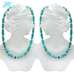 Natural Filled Turquoise Drum Beads S925 Silver Necklace Exquisite Jewelry Accessories Women Fashion