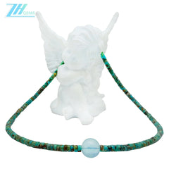 Natural Stablish Turquoise Haixi Natural Aquamarine Round Necklace Versatile Fashion Jewelry Women