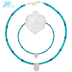 Natural Turquoise Pink Opal Lapis Lazuli 925 Sterling Silver Multi Stone Simple Atmosphere And Summer Choice