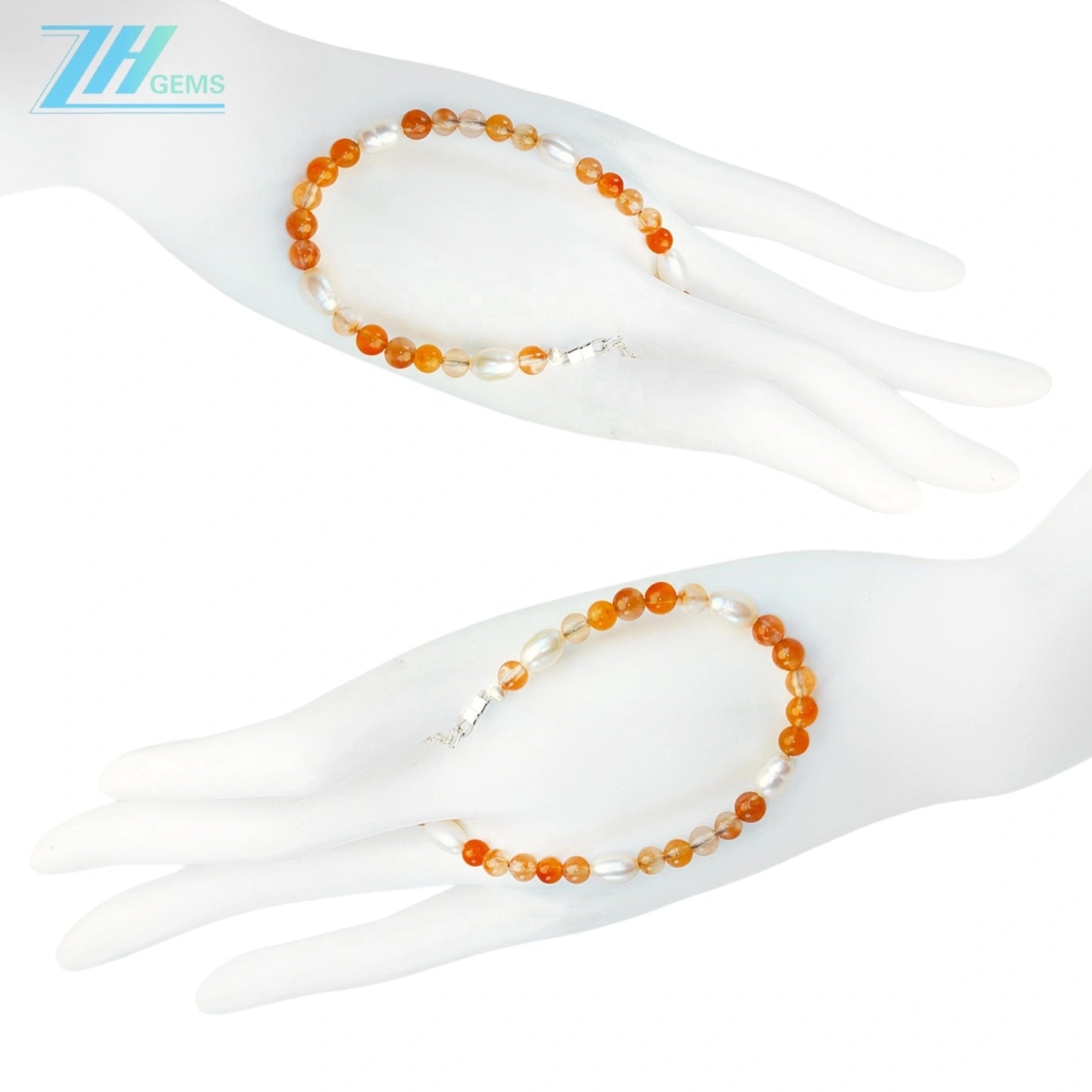 925 Silver Beads Natural Pearl Agate Bracelet Handmade Summer Fashion Jewelry Hot Selling