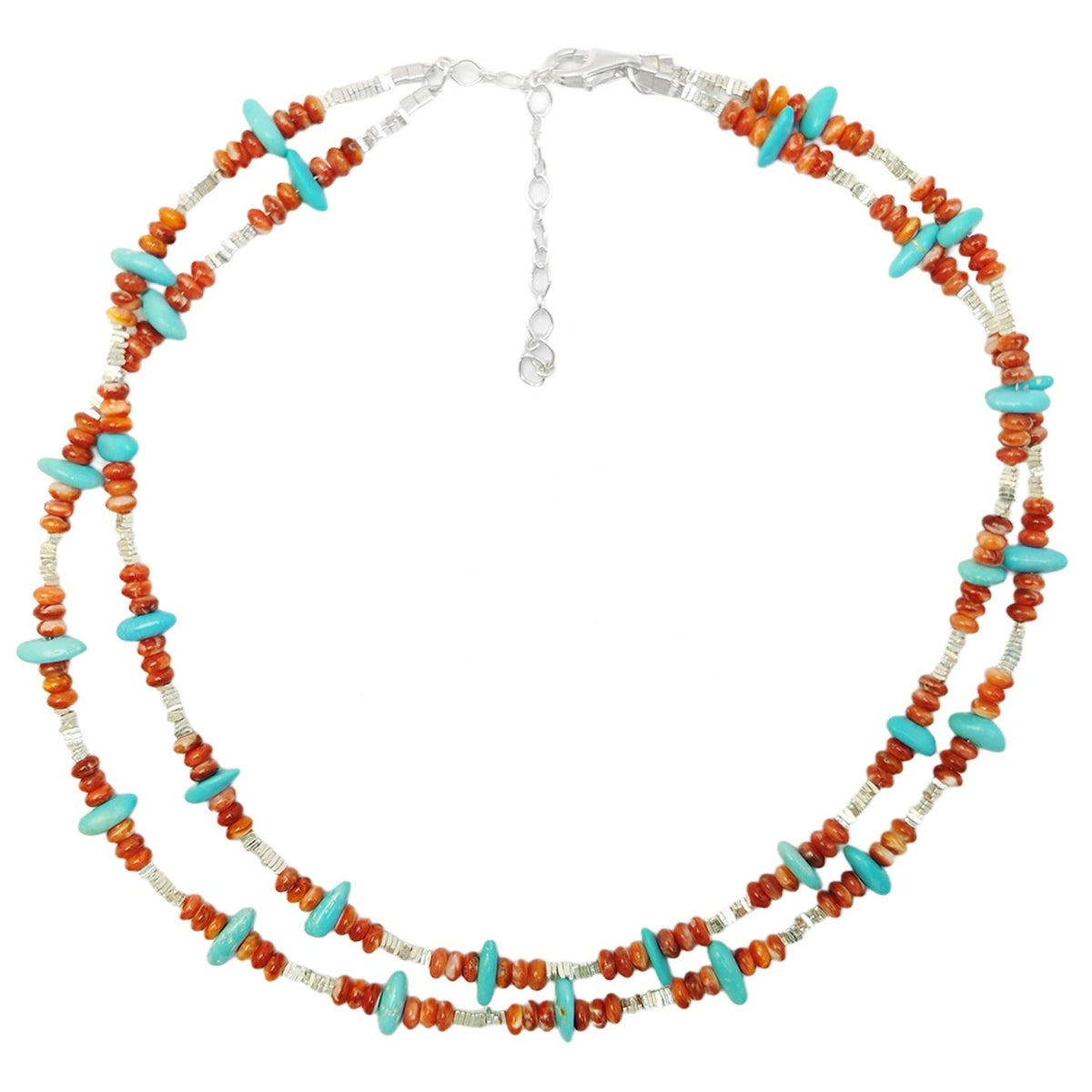 Precious Natural Jewelry Turquoise Red Spiny Oyster Necklace S925 Silver Necklace Triangle Silver As A Gift Handmade Jewelry