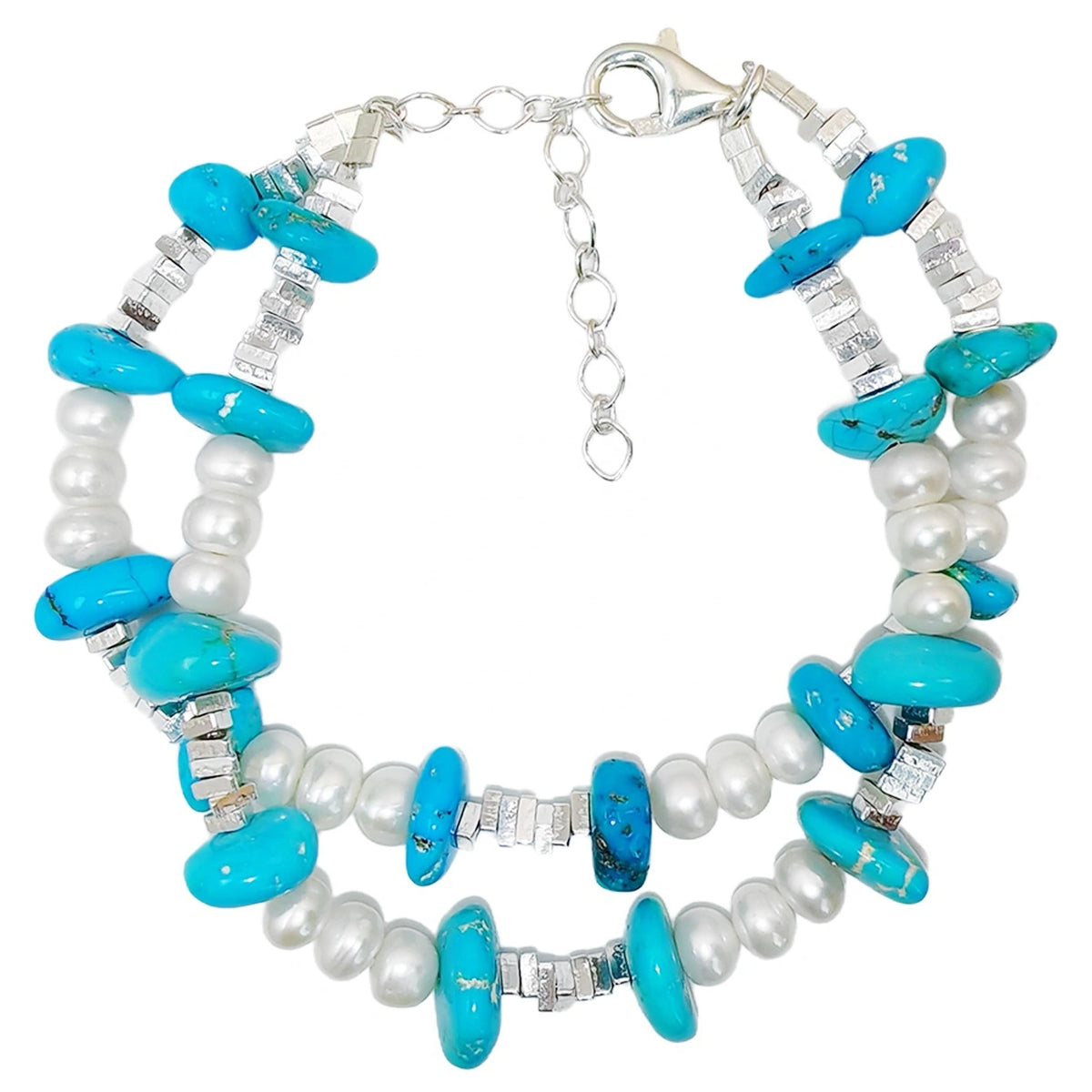 Popular Natural Turquoise Pearl With S925 Silver Authentic Bracelet High Jewelry Designer Custom1