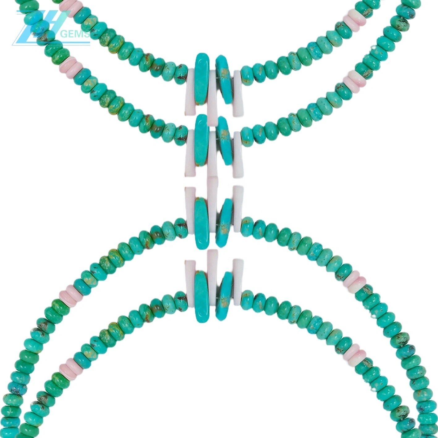 Natural Turquoise And Pink Opal With Roundle Beads Green And Pink Gemstone 30g Choker Simple Handmade Jewelry For Making Jewelry