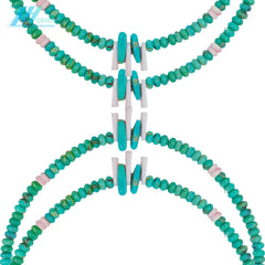 Natural Turquoise And Pink Opal With Roundle Beads Green And Pink Gemstone 30g Choker Simple Handmade Jewelry For Making Jewelry