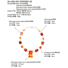 This Bracelet Combines Colorful Crystals With Red Spiny Oyster Featuring Gorgeous Colors When Moving It Exudes