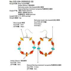 Natural Orange Spiny Oyster Amber And Natural Turquoise Form Gemstone Earrings They Are Small And Delicate Adding A Touch