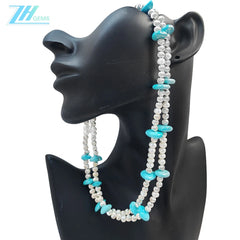High Quality Turquoise Pearl Necklace S925 Silver Fashion Suitable For Popular Custom Necklaces Designer Carefully Designed
