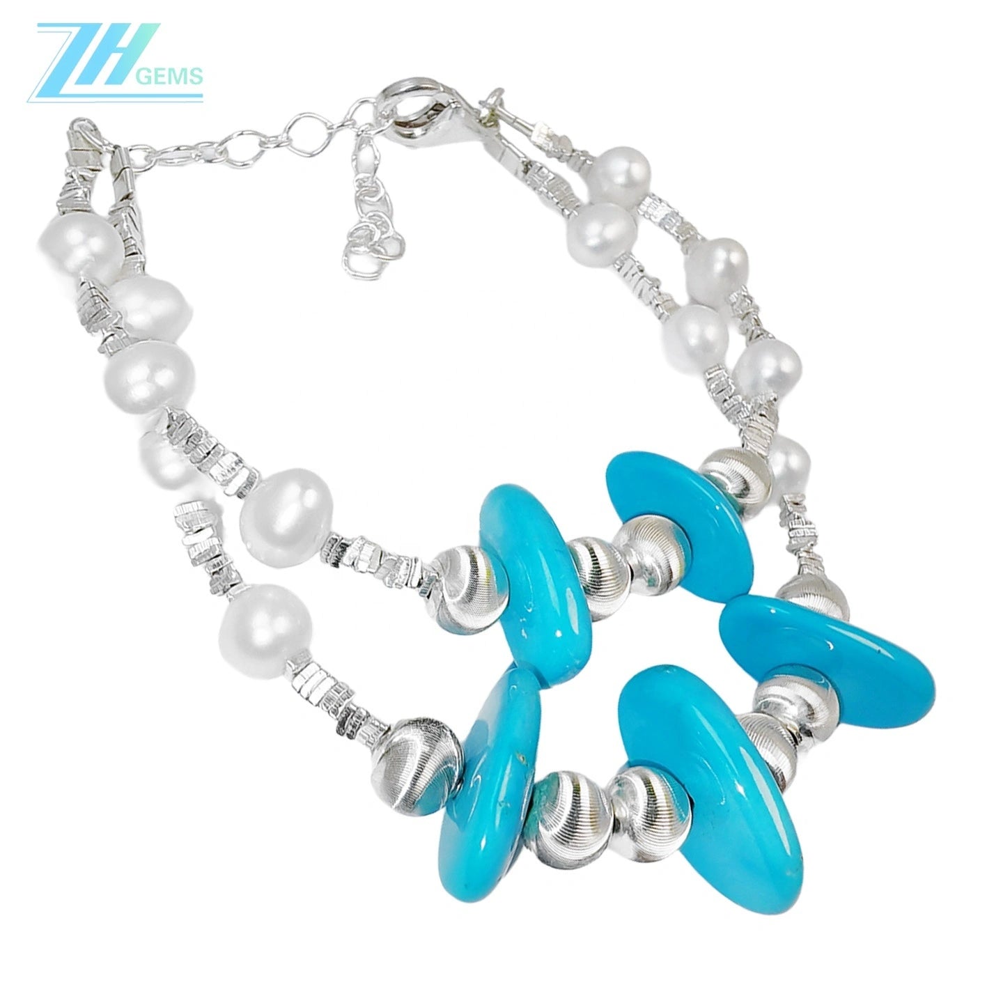 Winter Goddess Bracelet Pearl Jewelry S925 Silver Beads Natural Sterling Treatment Turquoise