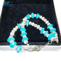 Turquoise Popular Jewelry S925 Silver And Natural Turquoise With Pearls High Quality Luxury Niche Style Bracelet Hot Sellers1