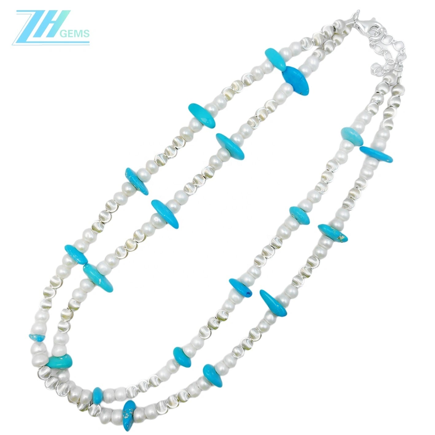 Goddess Essential Pearl Double Necklace Jewelry S 925 Silver Beads Natural Turquoise Silver Bracelet Jewelry