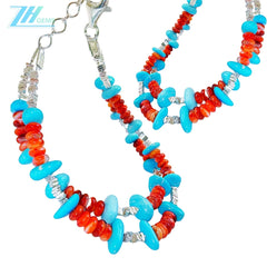 Natural Turquoise And Red Spiny Oyster Layer Bracelet With S925 Silver Exquisite Bracelet Fine Jewellery