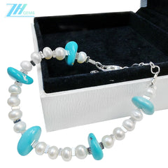 Natural Pearl Turquoise Delicate S925 Silver And Natural Gemstones For Beautiful Jewelry For Jewelry Making Fashion Design