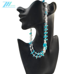 Popular Jewelry Double Layer Natural Turquoise Women's Necklace Natural Pearl & Turquoise Beautiful Jewelry