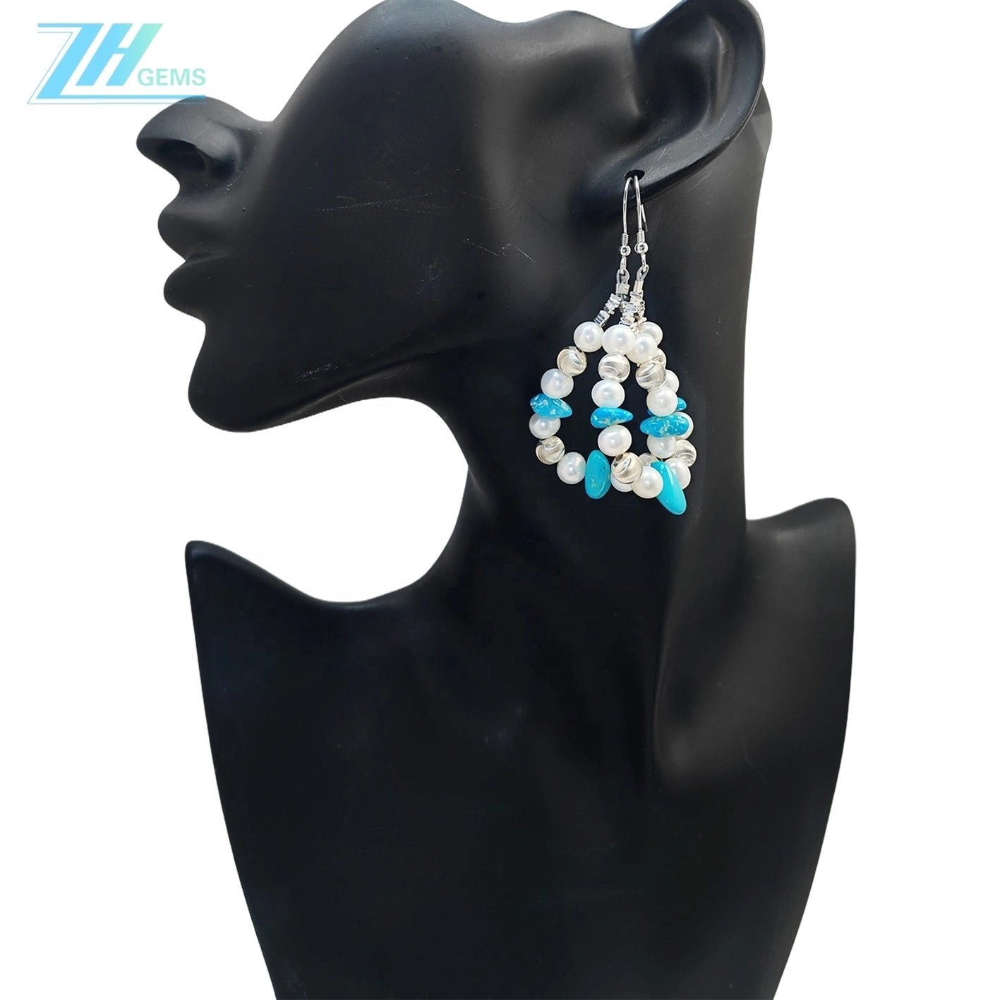 Boutique Earrings Gift S925 Silver & Natural Pearl Turquoise Beautiful Jewelry Natural Jewelry Jewelry Design