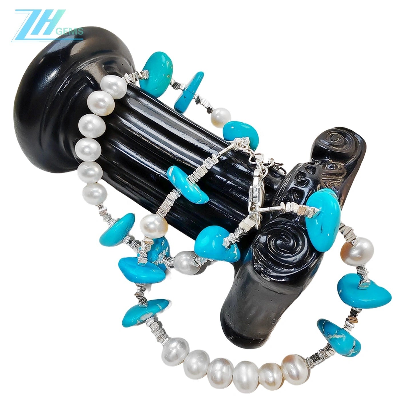 Natural Turquoise Double Layer Bracelet Pearl With S925 Silver Exquisite Bracelet High Jewelry Designer Custom