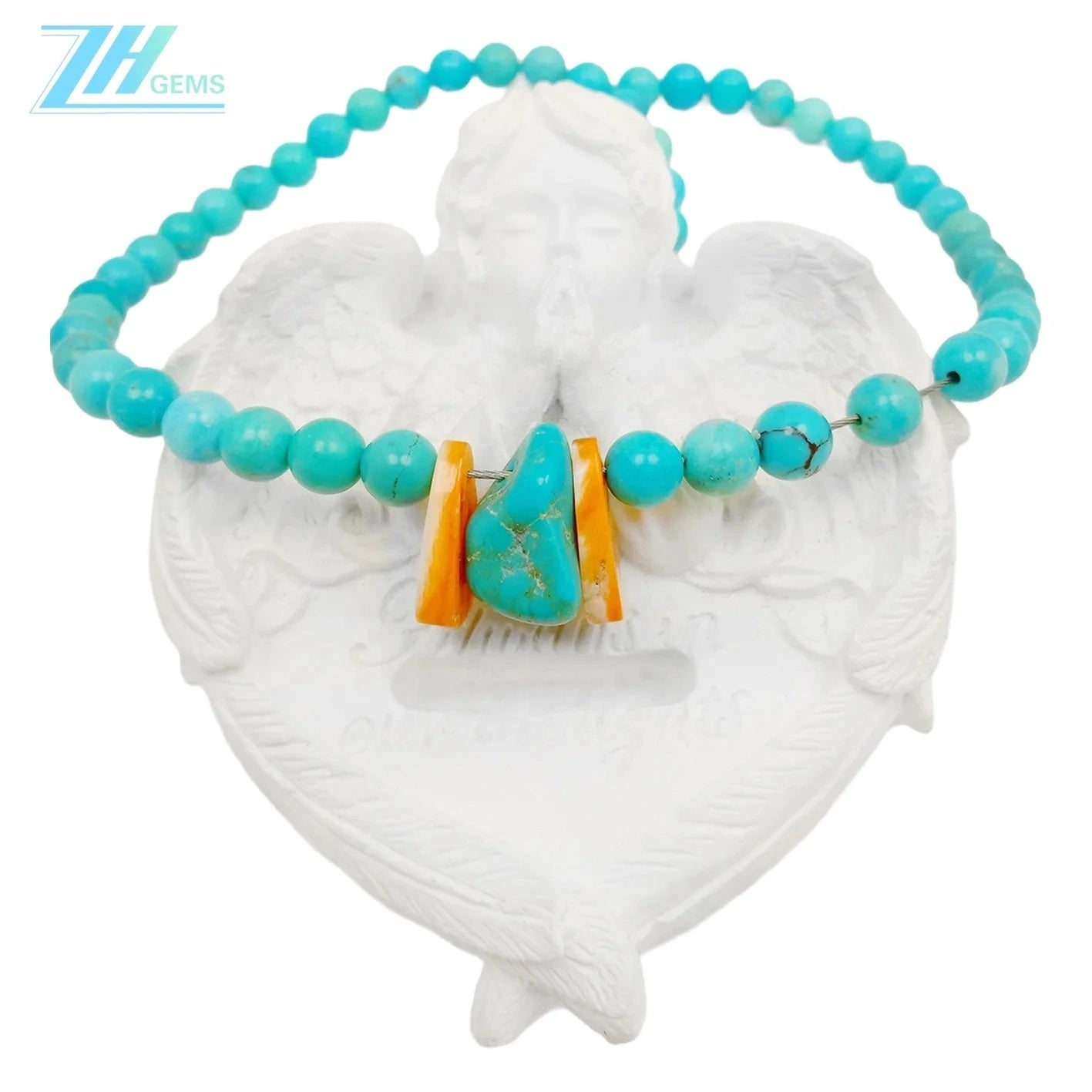 Hot Sale Natural Spiny Oyster Beads Natural Stablish Turquoise Round Beads Free-form Necklace Ladies Jewelry Temperament