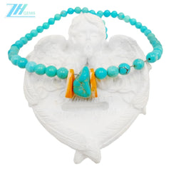 Hot Sale Natural Spiny Oyster Beads Natural Stablish Turquoise Round Beads Free-form Necklace Ladies Jewelry Temperament