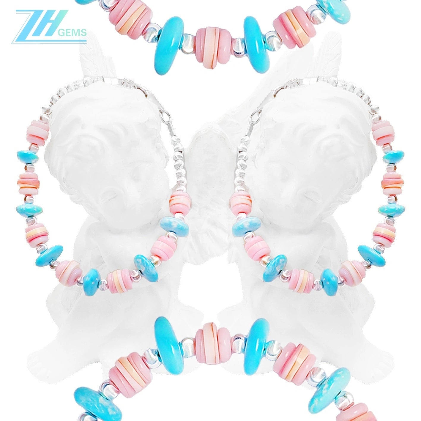 Natural Sterling Treatment Turquoise With Natural Pink Opal Handmade Bracelet Original Design Of Jewelry Exquisite Gift For Her