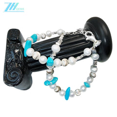 Gift Popular High Quality Double Pearl Bracelet Natural Turquoise Bracelet For Women S925 Silver Delicate