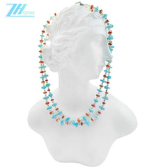 Warm Double Layer Turquoise Red Spiny Oyster S925 Silver Necklace Goddess Necklace Natural Turquoise Christmas