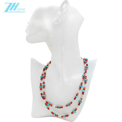 Precious Natural Jewelry Turquoise Red Spiny Oyster Necklace S925 Silver Necklace Triangle Silver As A Gift Handmade Jewelry