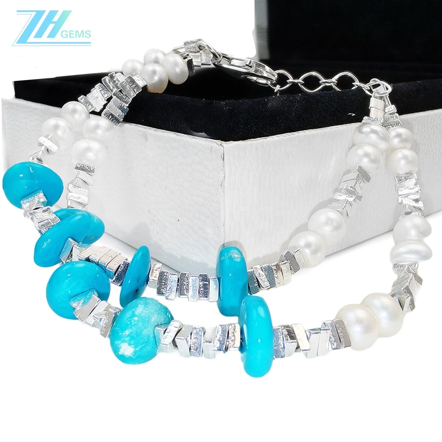 High Quality Natural Turquoise Premium Women's Bracelet Delicate S925 Silver Natural Pearl Beautiful Jewelry Bracelet1